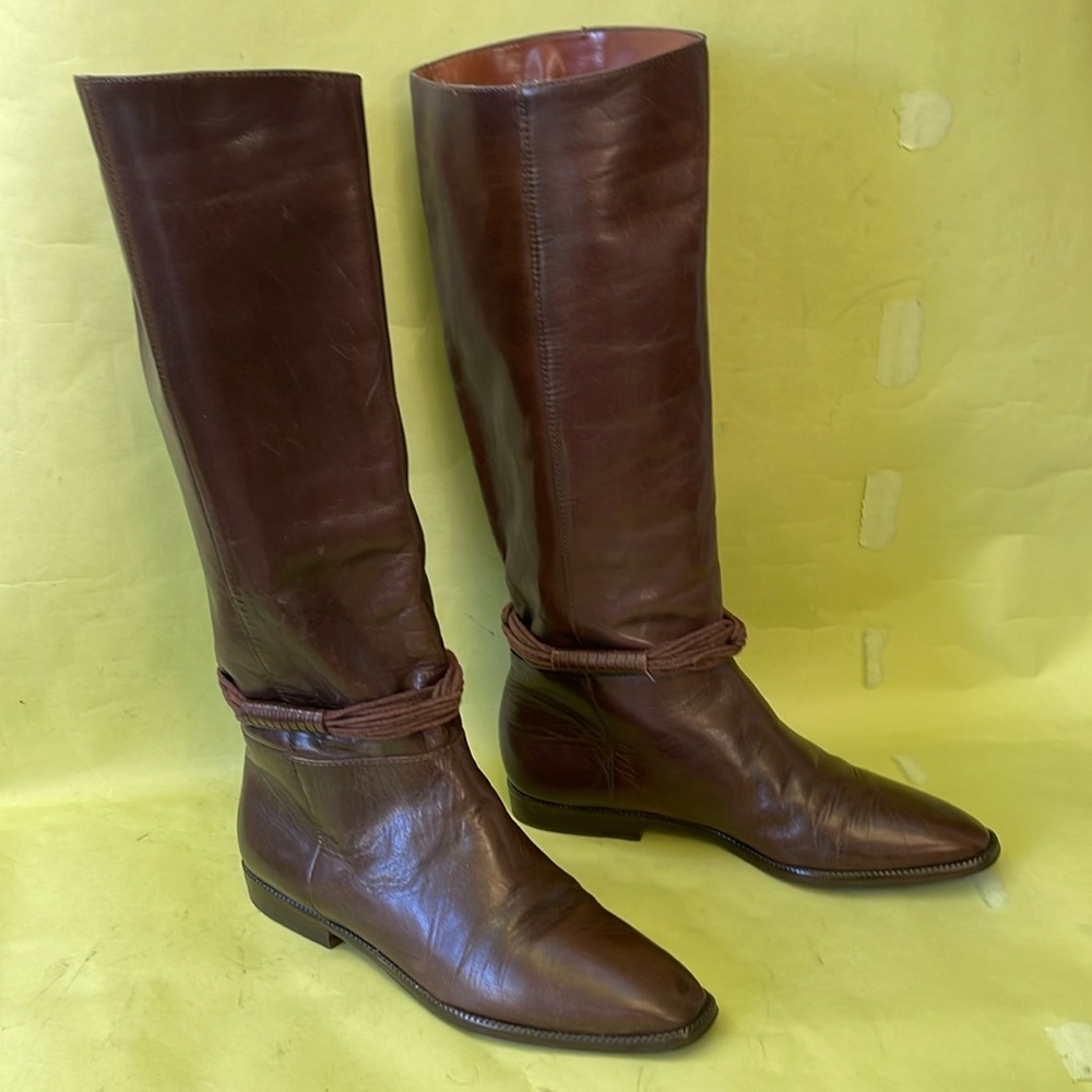Vintage dark brown Flex distressed leather pull on riding boots - Picture 5 of 10